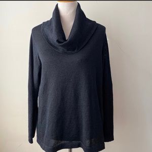 Coldwater Creek Black Metallic Cowl Neck Top Women Long Sleeve Size 1X